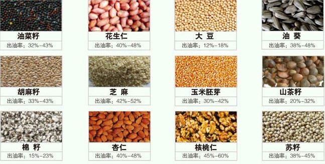 各種油料出油率